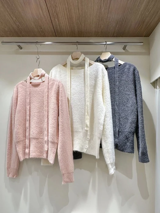Angora Boat Neck Strap Knit Angora Boat Neck Strap Knit