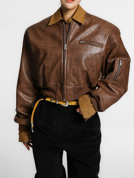 Vegan Cropped Pull Up Bomber Jacket Vegan Cropped Pull Up Bomber Jacket