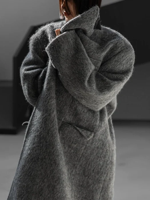 Peaked Lapel Mohair Maxi Oversized Coat Peaked Lapel Mohair Maxi Oversized Coat
