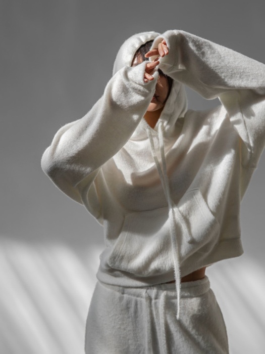 Hairy Texture Cozy Hooded Top Hairy Texture Cozy Hooded Top