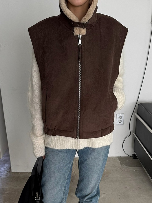 Belted Shearling Vest