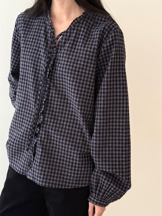 Mio Check Frill Blouse