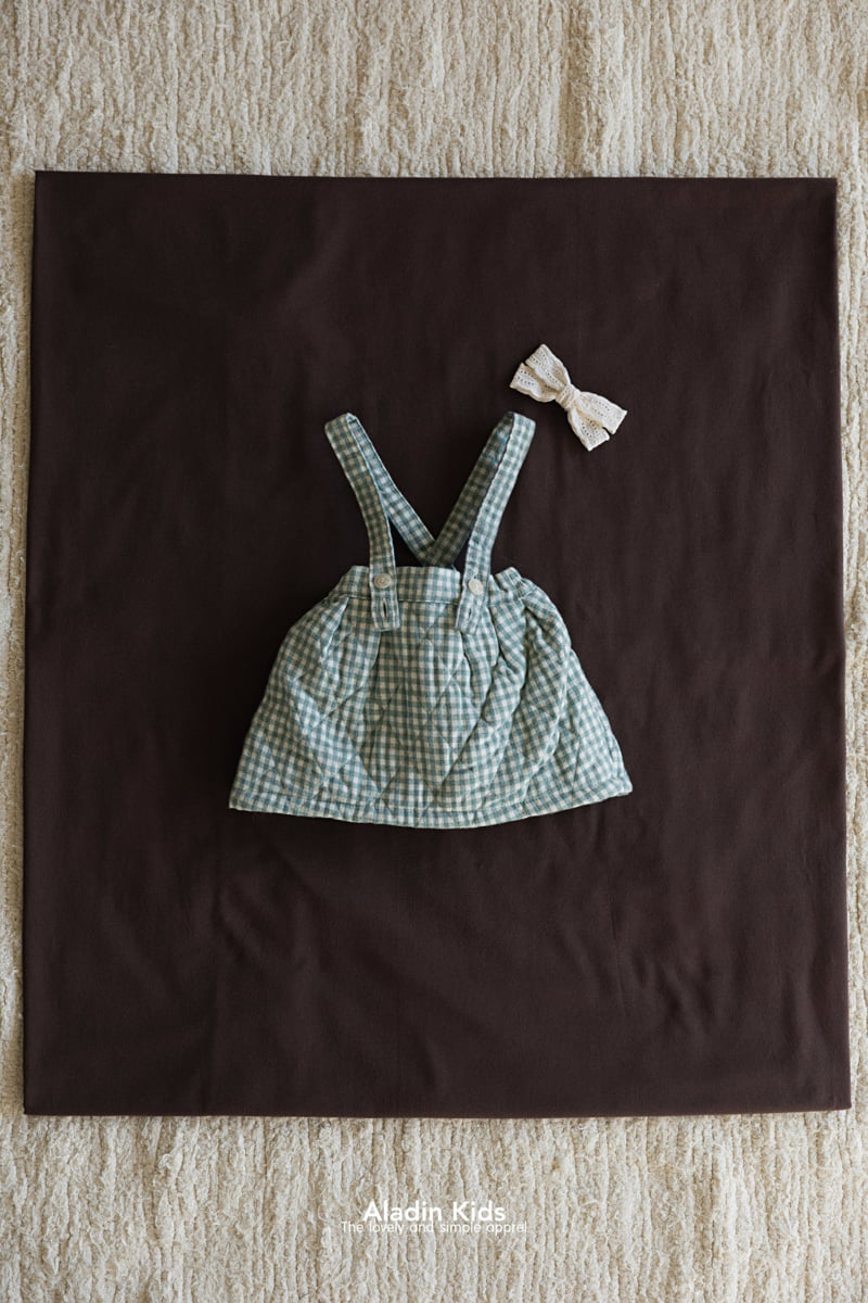 Aladin - Korean Baby Fashion - #babygirlfashion - Check Suspender Padded Skirt