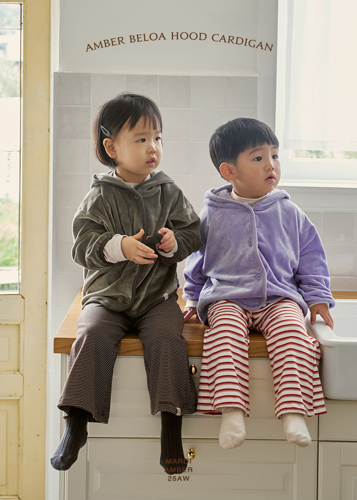 Amber - Korean Children Fashion - #toddlerclothing - Velour Hood Cardigan