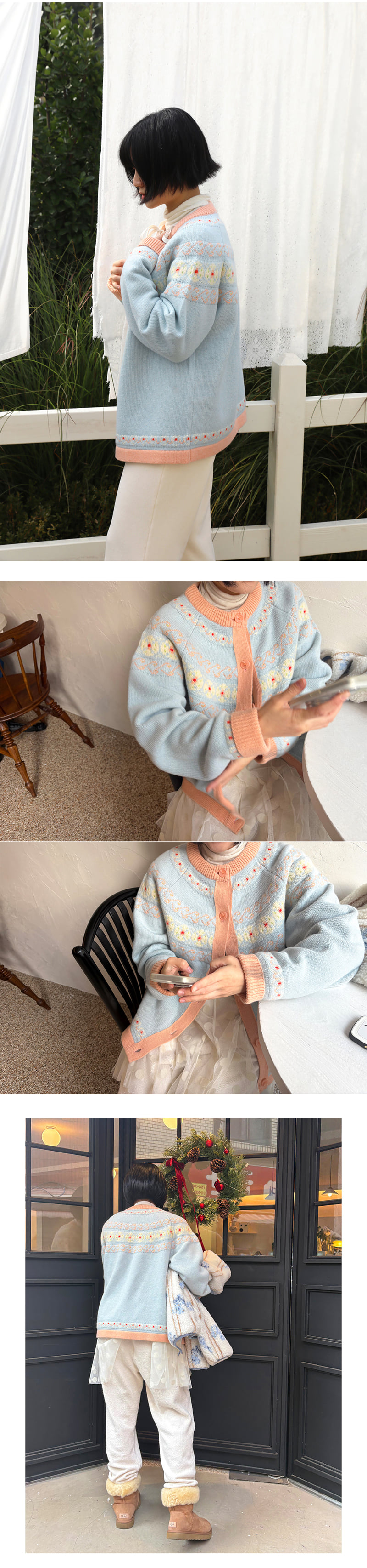 Amber - Korean Women Fashion - #vintagekidsstyle - Adult Holiday Jacquard Cardigan - 3