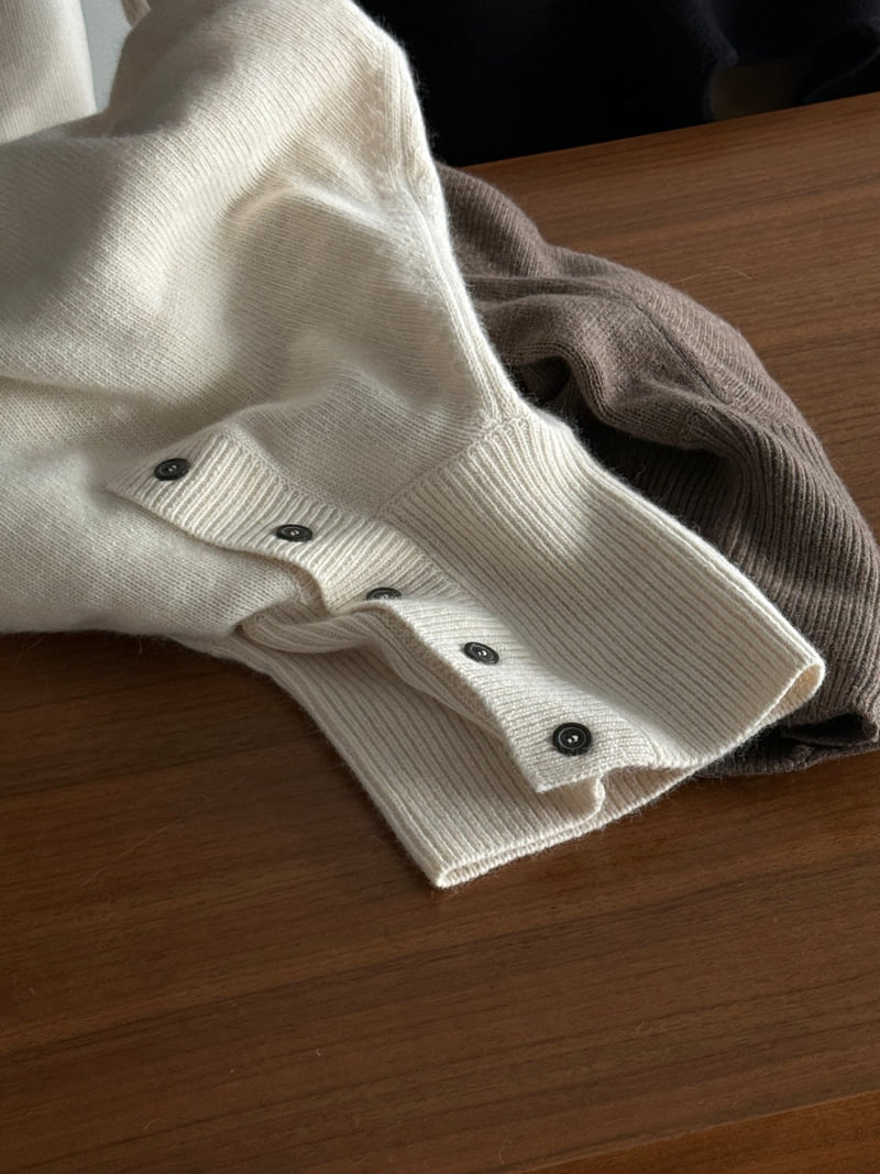 Amygrace - Korean Women Fashion - #momslook - Button Turtleneck Knit - 10