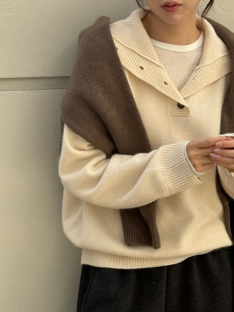 Amygrace - Korean Women Fashion - #womensfashion - Button Turtleneck Knit - 4