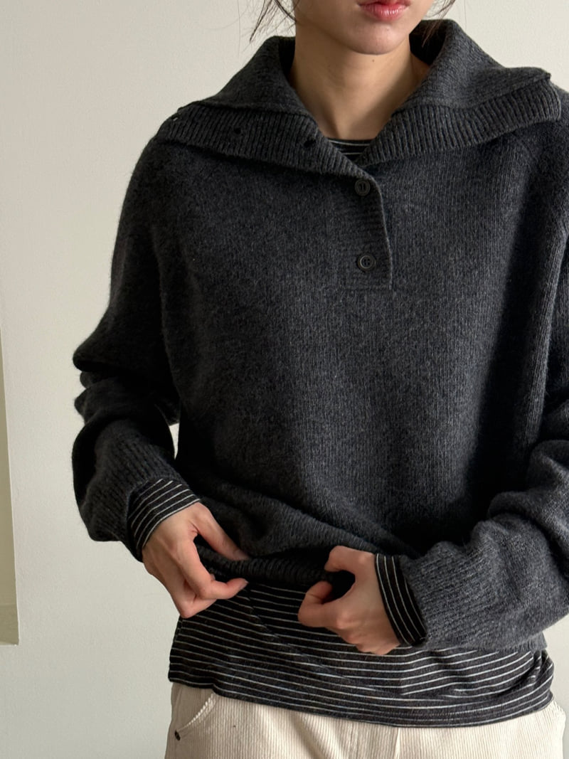 Amygrace - Korean Women Fashion - #momslook - Button Turtleneck Knit - 9