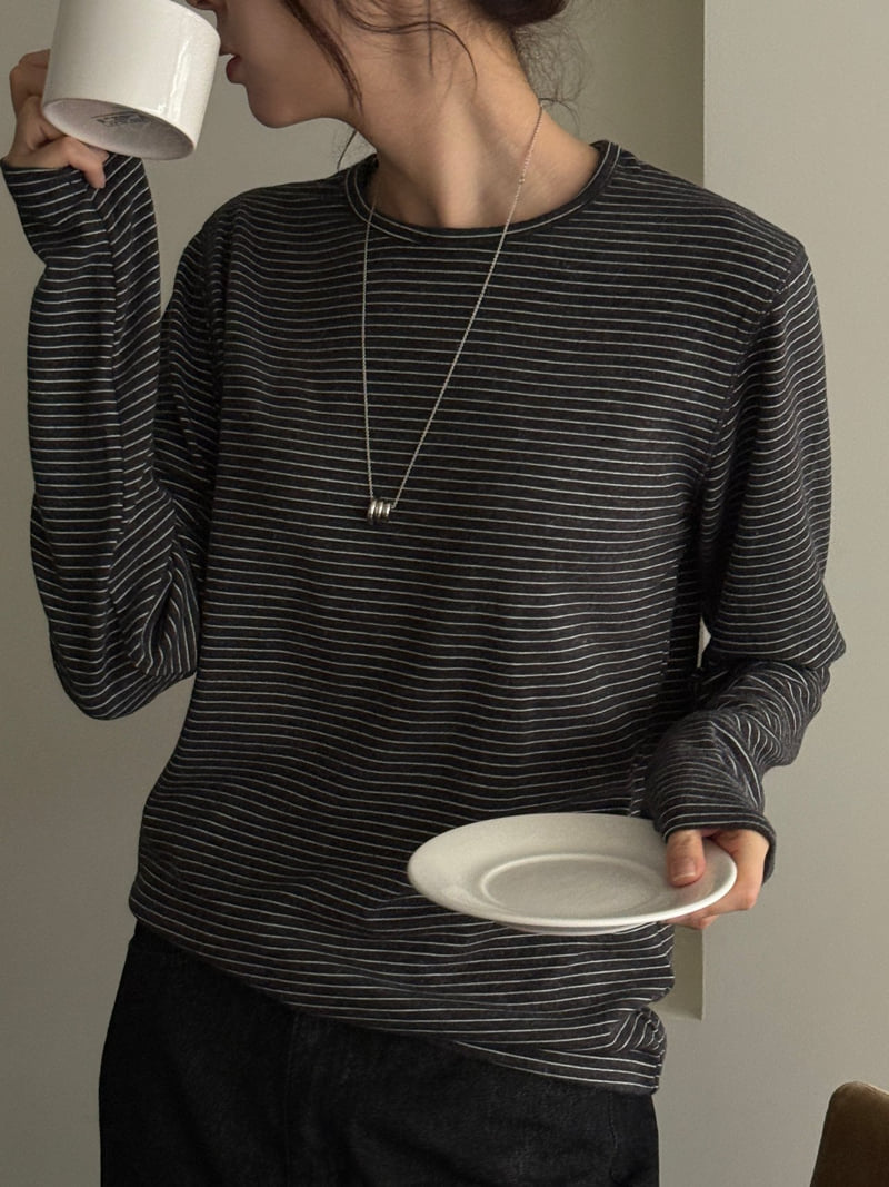 Amygrace - Korean Women Fashion - #womensfashion - Angora Stripe Tee - 4