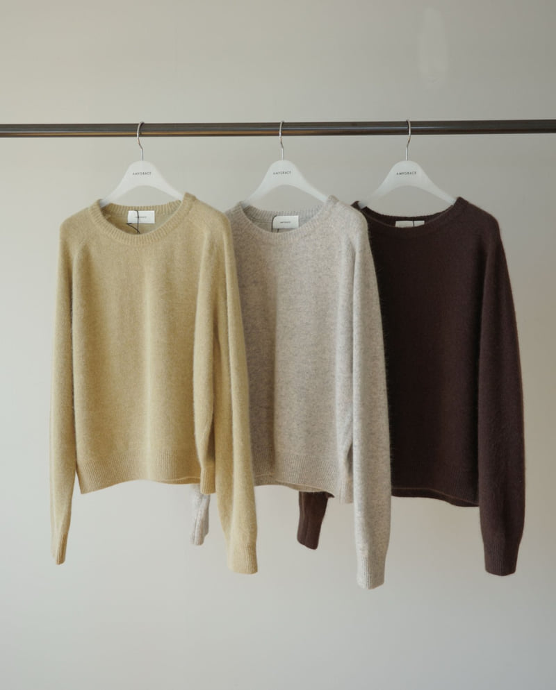 Amygrace - Korean Women Fashion - #momslook - Raccoon Round Knit