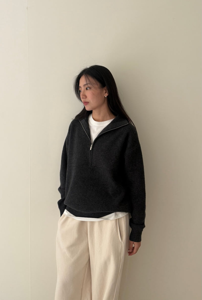 Amygrace - Korean Women Fashion - #momslook - Marble Half-Zip Knit - 9