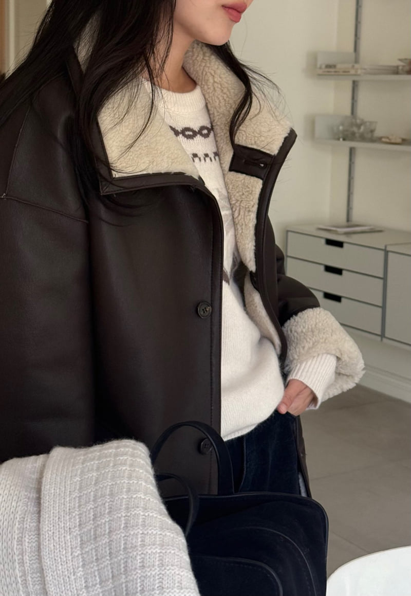 Amygrace - Korean Women Fashion - #momslook - Lois Reversible Mustang Jacket - 8