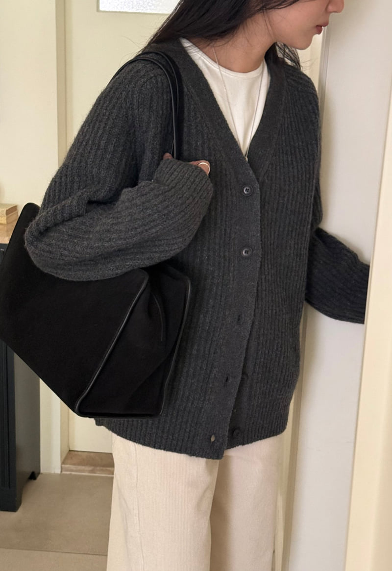 Amygrace - Korean Women Fashion - #momslook - Double V Alpaca Cardigan - 5