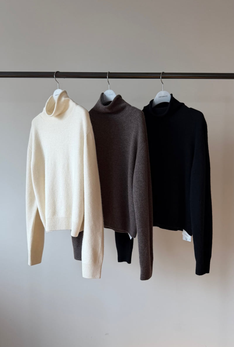 Amygrace - Korean Women Fashion - #momslook - Cashmere Wholegarment Turtleneck Tee