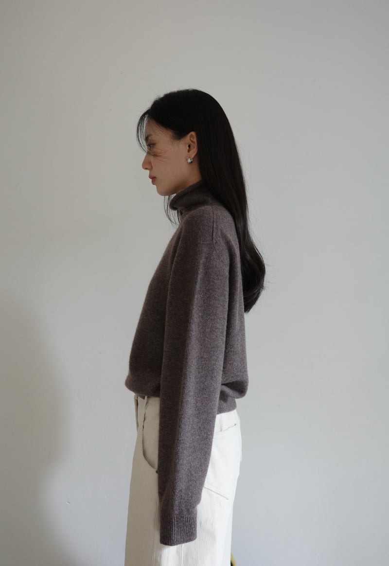 Amygrace - Korean Women Fashion - #momslook - Cashmere Wholegarment Turtleneck Tee - 3