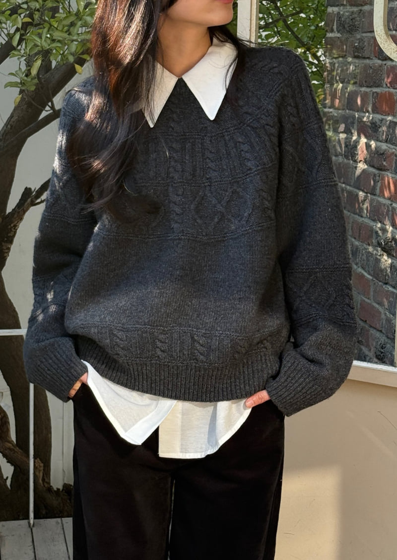 Amygrace - Korean Women Fashion - #momslook - Adel Cable Wool Knit - 6