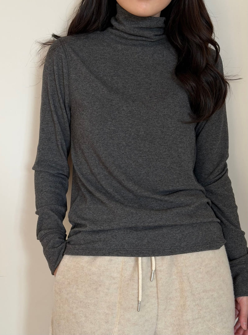 Amygrace - Korean Women Fashion - #momslook - Pom Pom Turtleneck Tee