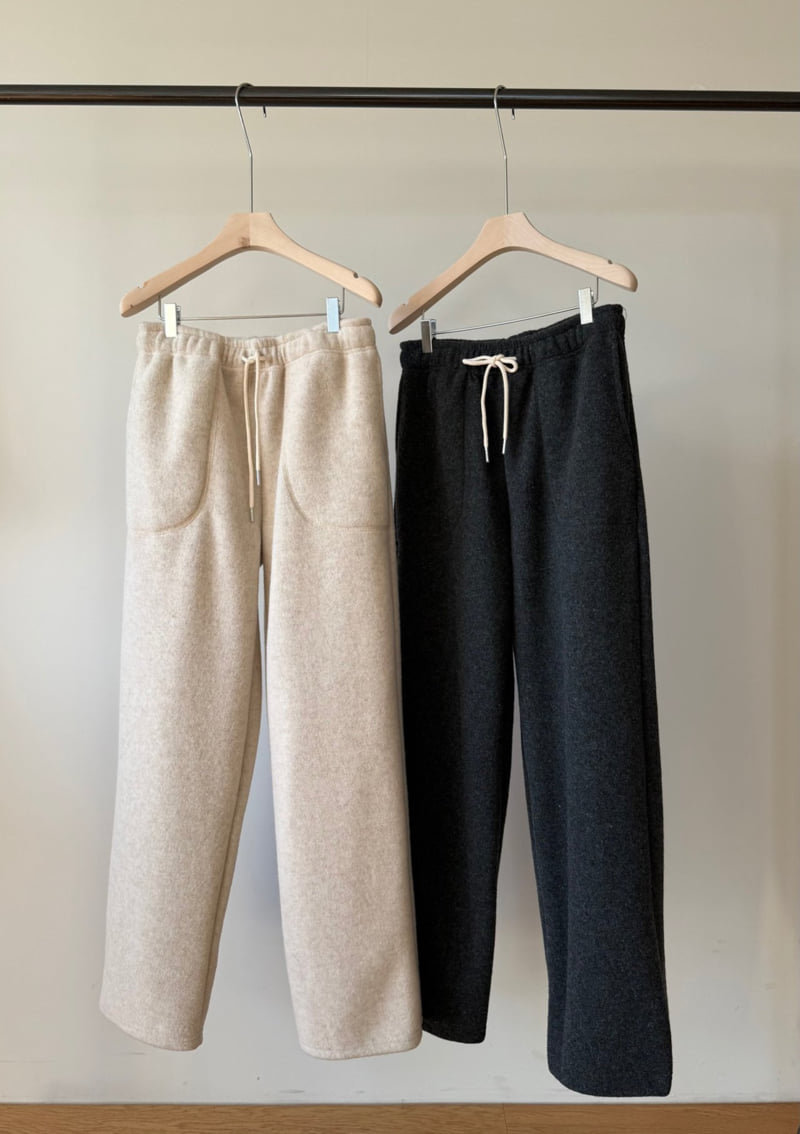 Amygrace - Korean Women Fashion - #momslook - Blanc Knit Fleece Pants