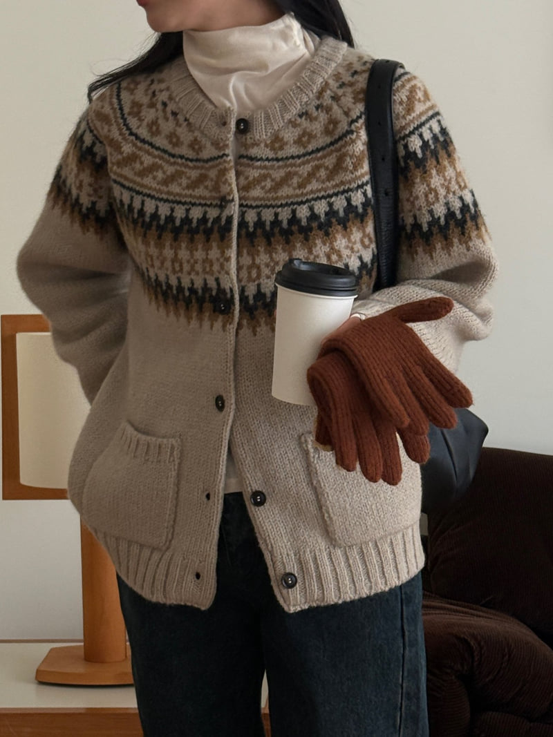 Amygrace - Korean Women Fashion - #momslook - Alpa Wool Nordic Cardigan - 10