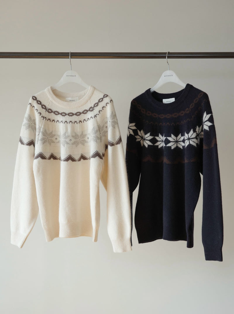 Amygrace - Korean Women Fashion - #pursuepretty - Snow Kiel Nordic Knit
