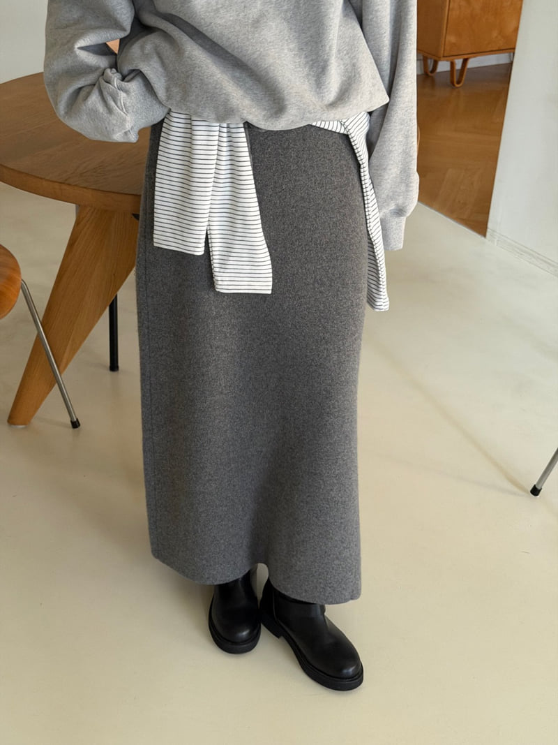 Amygrace - Korean Women Fashion - #vintagekidsstyle - Merci Knit Maxi Wool Skirt - 4