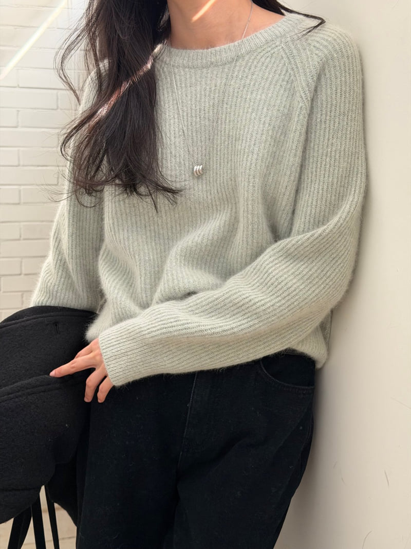 Amygrace - Korean Women Fashion - #restrostyle - Niju Raccoon Round Knit - 6