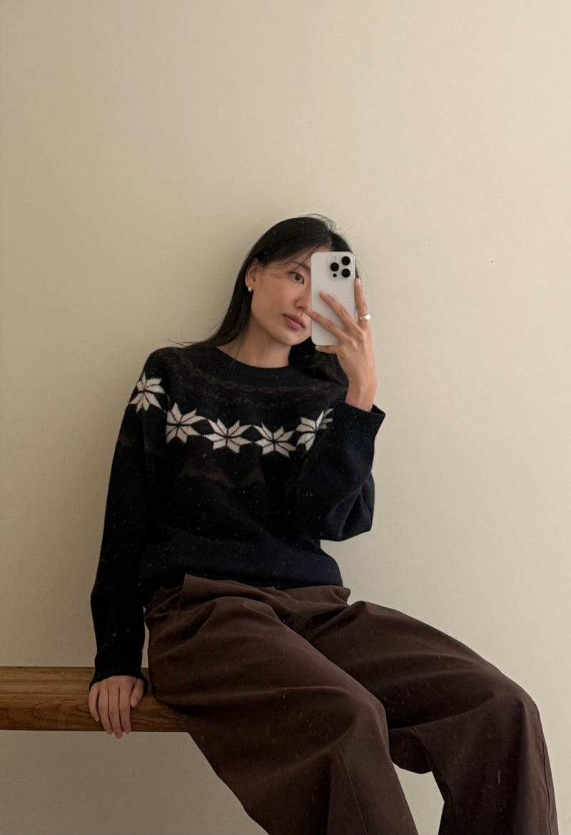 Amygrace - Korean Women Fashion - #romanticstyle - Snow Kiel Nordic Knit - 3