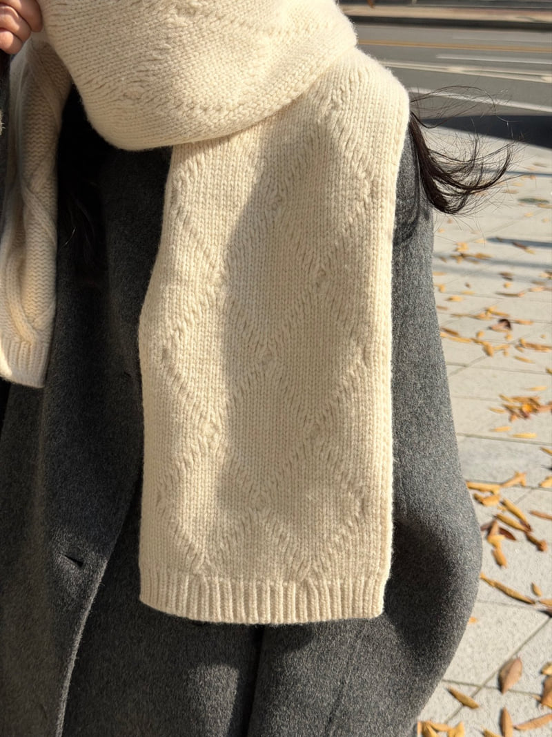 Amygrace - Korean Women Fashion - #romanticstyle - Cable Wool Muffler - 9