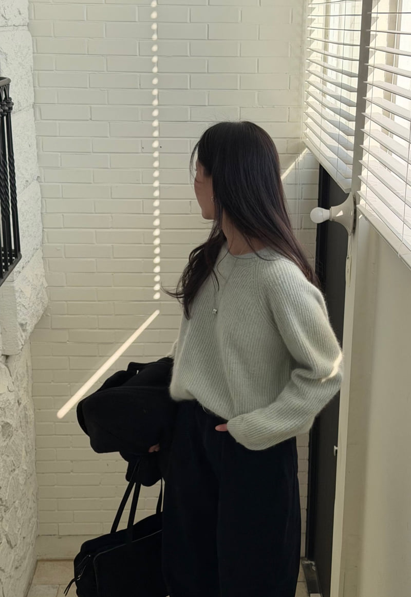 Amygrace - Korean Women Fashion - #romanticstyle - Niju Raccoon Round Knit - 7