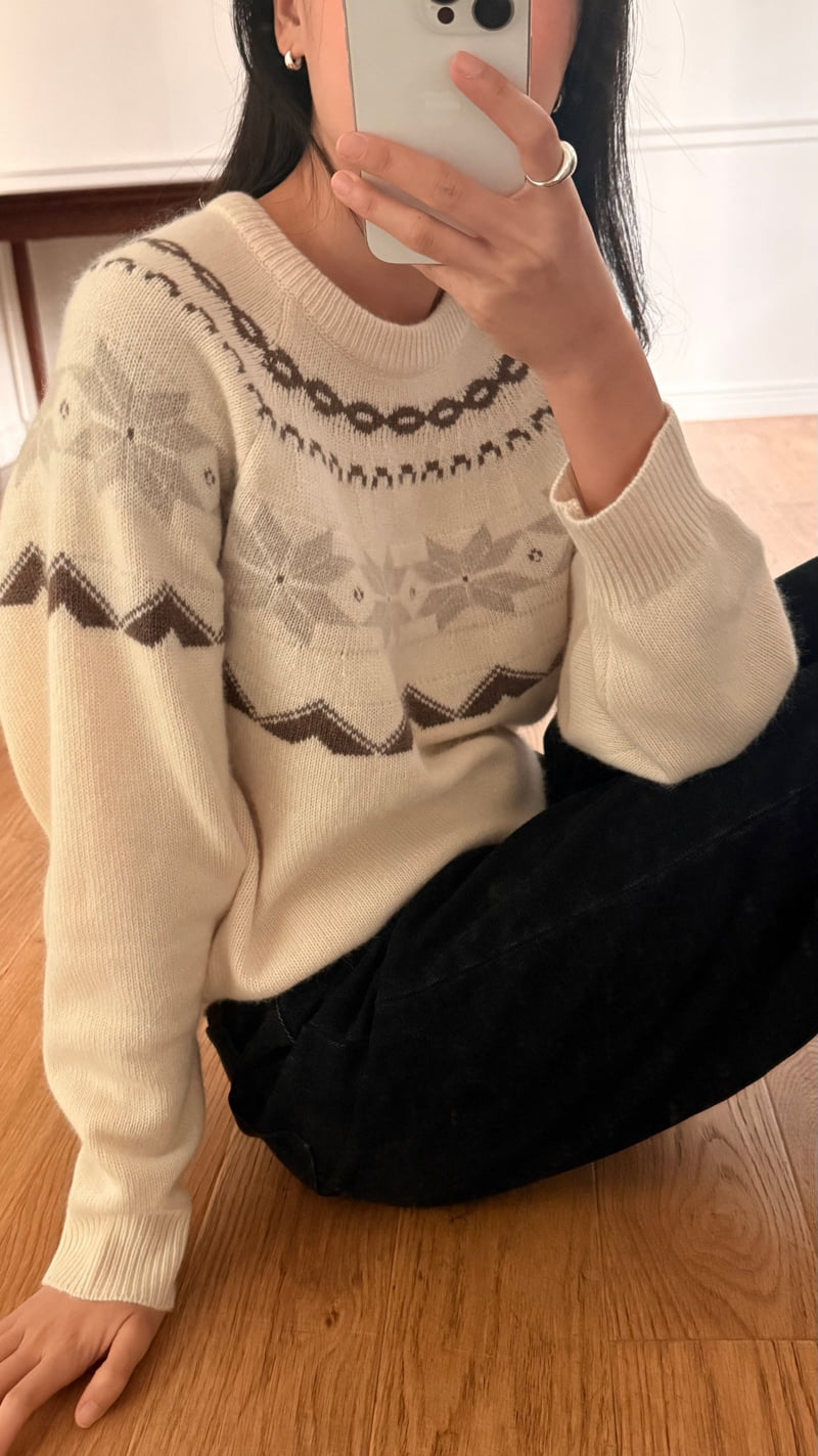 Amygrace - Korean Women Fashion - #romanticstyle - Snow Kiel Nordic Knit - 4