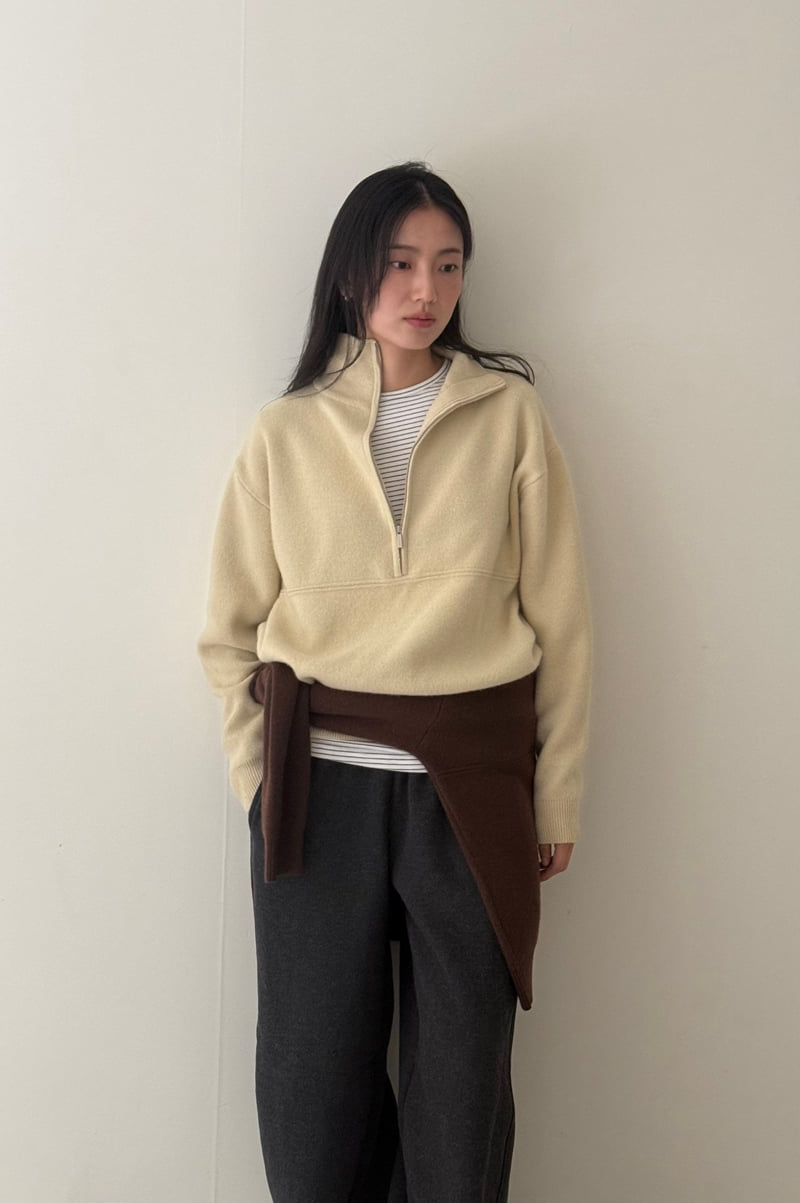 Amygrace - Korean Women Fashion - #thatsdarling - Marble Half-Zip Knit - 7
