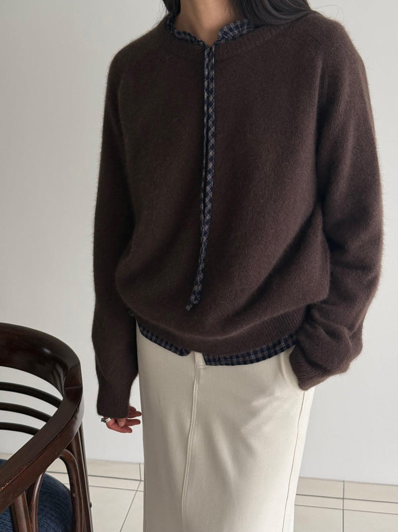 Amygrace - Korean Women Fashion - #vintageinspired - Raccoon Round Knit - 3