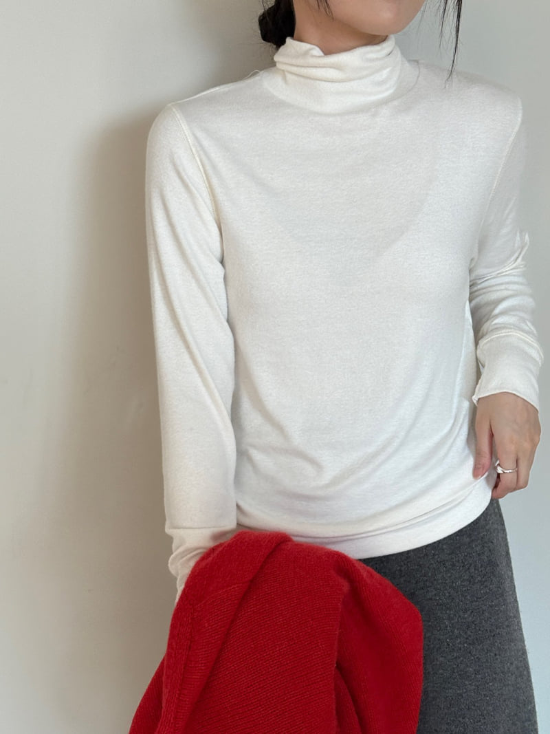 Amygrace - Korean Women Fashion - #vintageinspired - Pom Pom Turtleneck Tee - 7