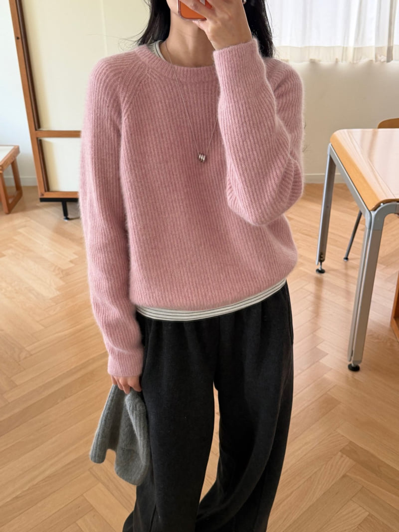 Amygrace - Korean Women Fashion - #vintageinspired - Niju Raccoon Round Knit - 3
