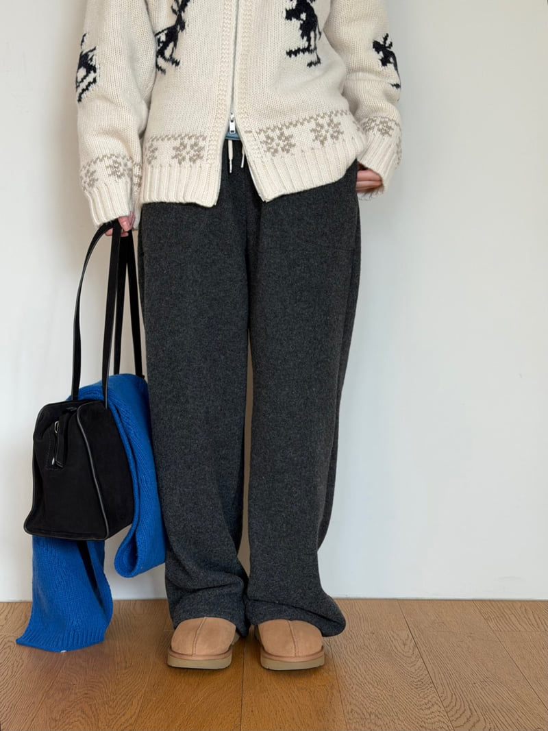 Amygrace - Korean Women Fashion - #vintagekidsstyle - Blanc Knit Fleece Pants - 5