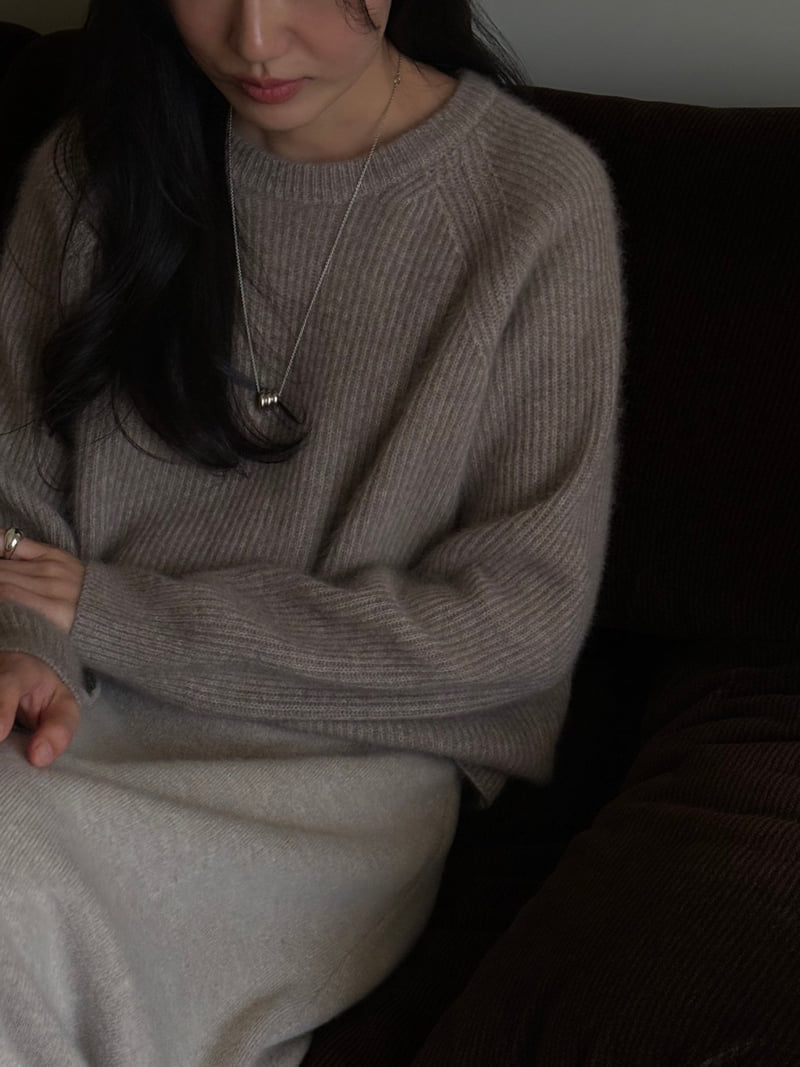 Amygrace - Korean Women Fashion - #vintageinspired - Niju Raccoon Round Knit - 4
