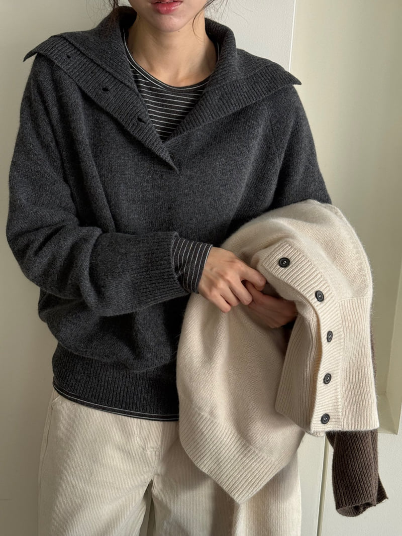 Amygrace - Korean Women Fashion - #womensfashion - Button Turtleneck Knit - 7