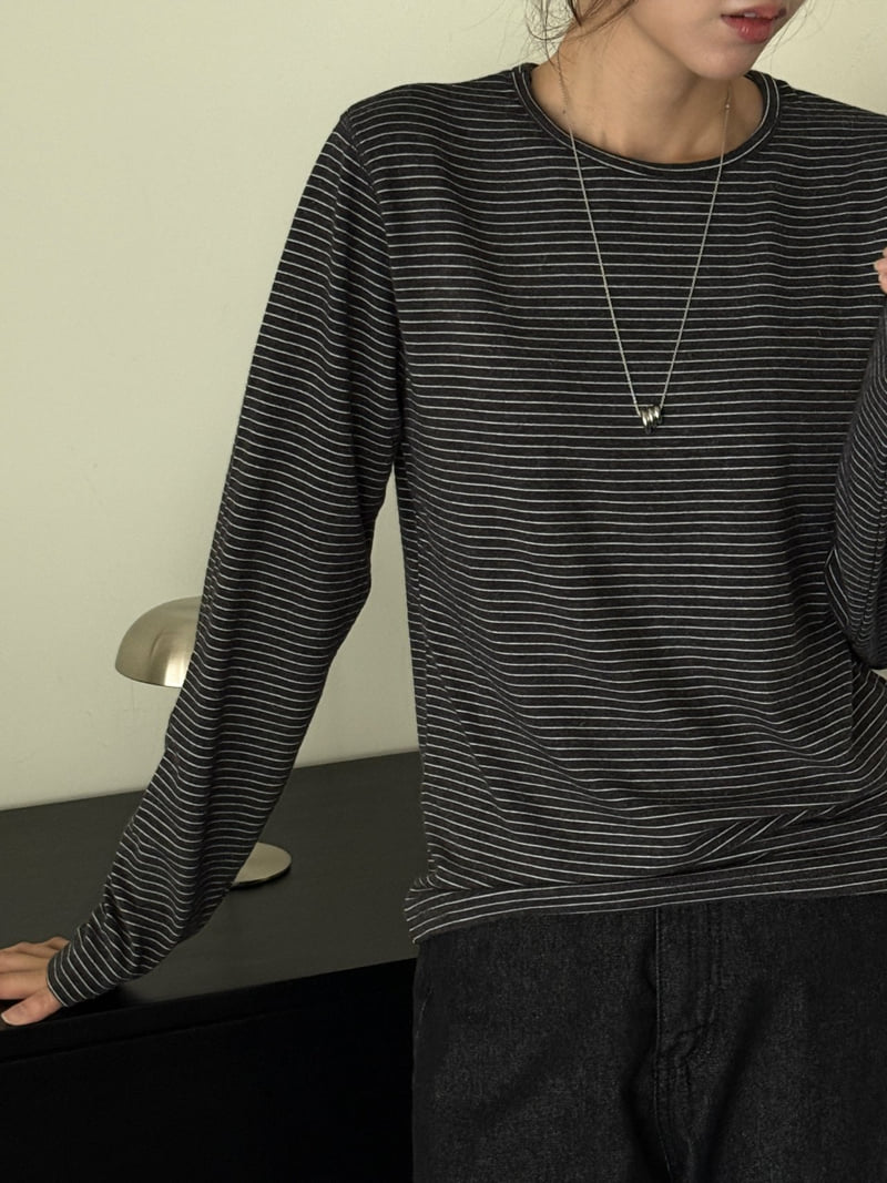 Amygrace - Korean Women Fashion - #womensfashion - Angora Stripe Tee - 3
