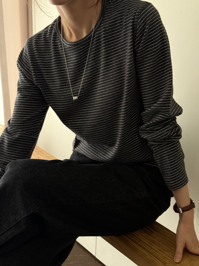 Amygrace - Korean Women Fashion - #womensfashion - Angora Stripe Tee - 7