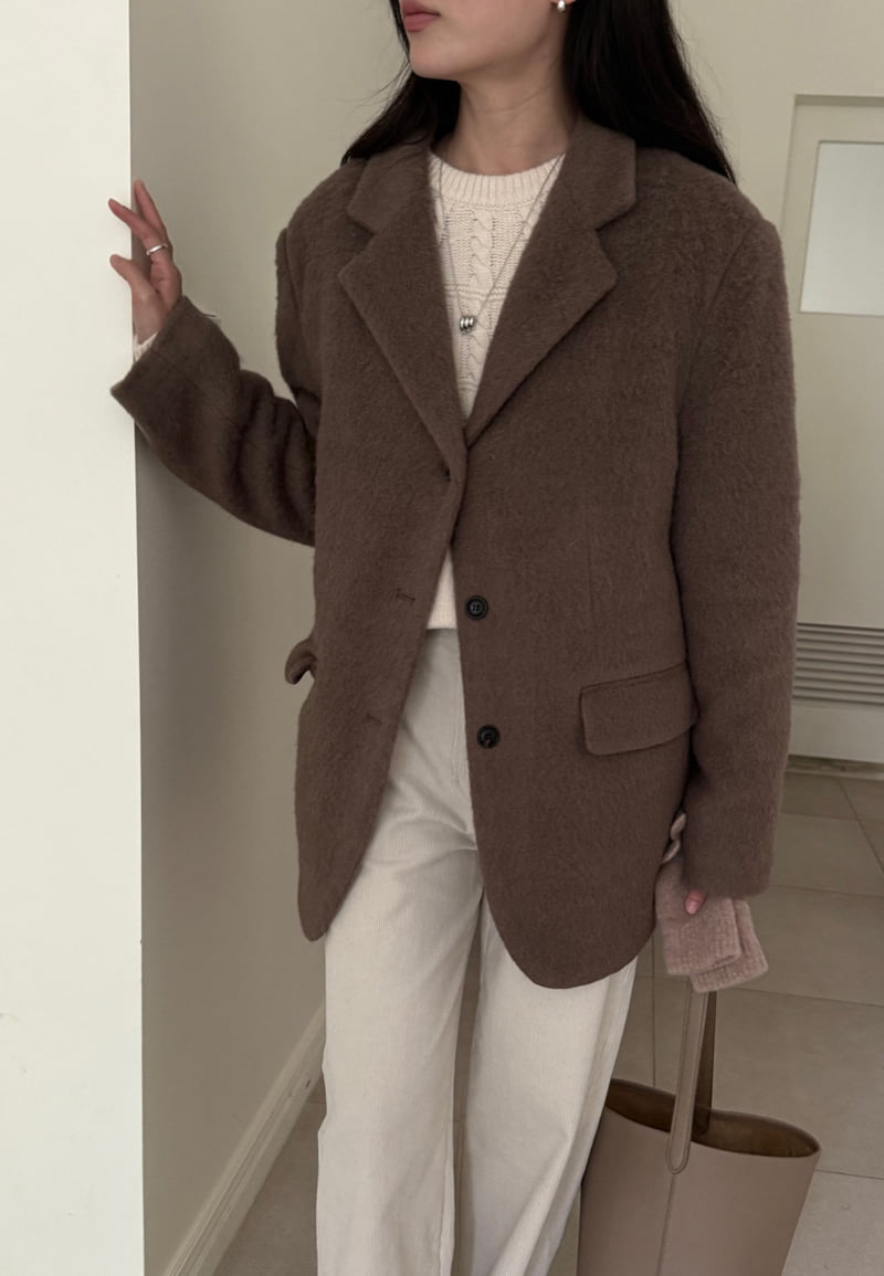 Amygrace - Korean Women Fashion - #womensfashion - Hairy Wool Quilted Jacket - 5
