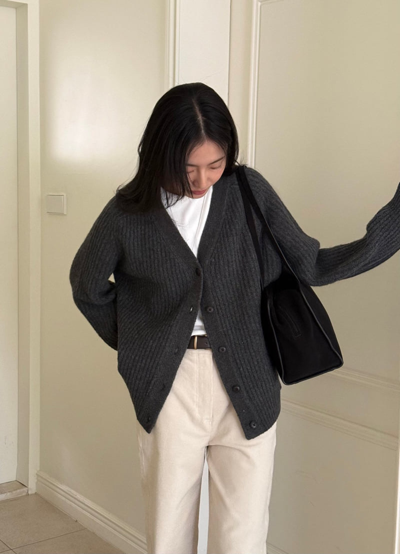 Amygrace - Korean Women Fashion - #momslook - Double V Alpaca Cardigan - 4