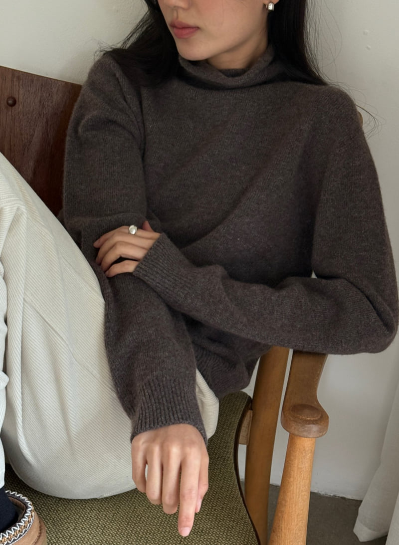Amygrace - Korean Women Fashion - #womensfashion - Cashmere Wholegarment Turtleneck Tee - 2