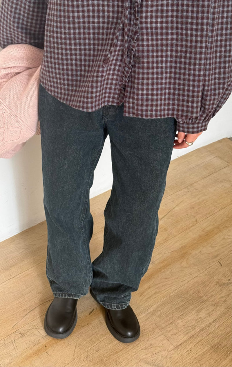 Amygrace - Korean Women Fashion - #womensfashion - Peach Brushed Denim Pants - 3