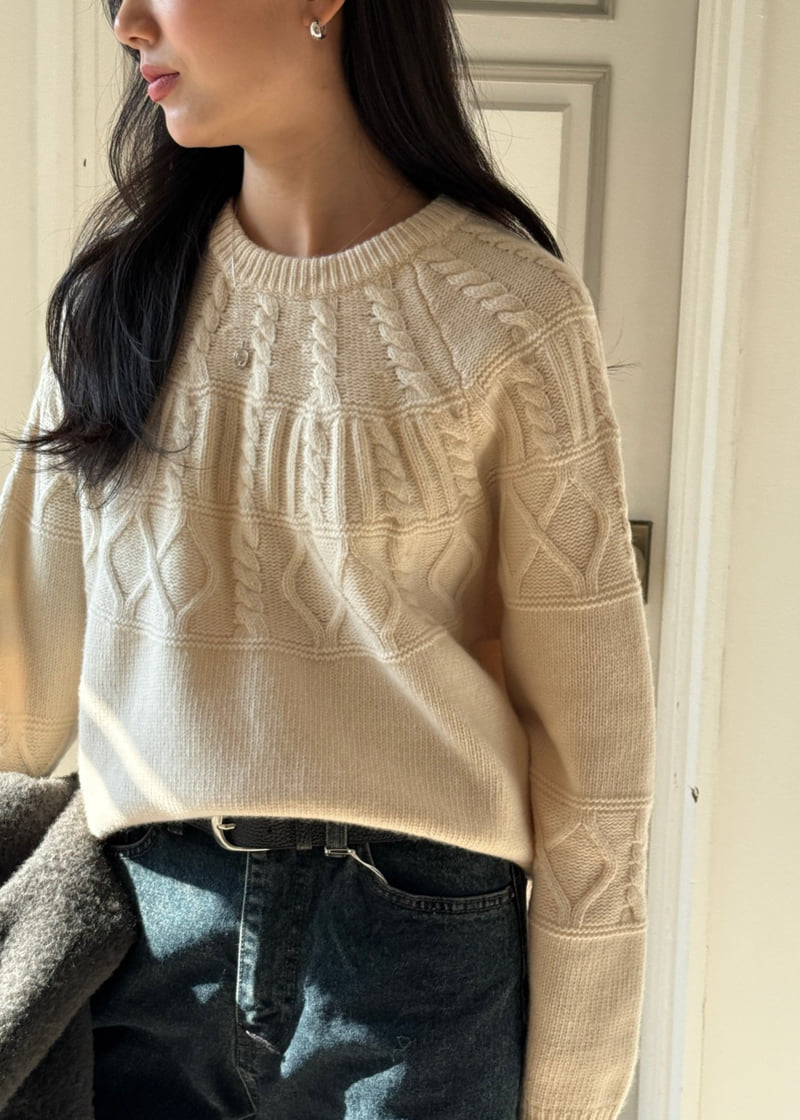 Amygrace - Korean Women Fashion - #womensfashion - Adel Cable Wool Knit