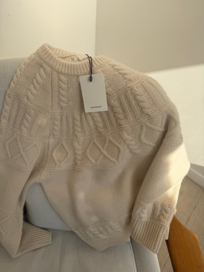 Amygrace - Korean Women Fashion - #womensfashion - Adel Cable Wool Knit - 5