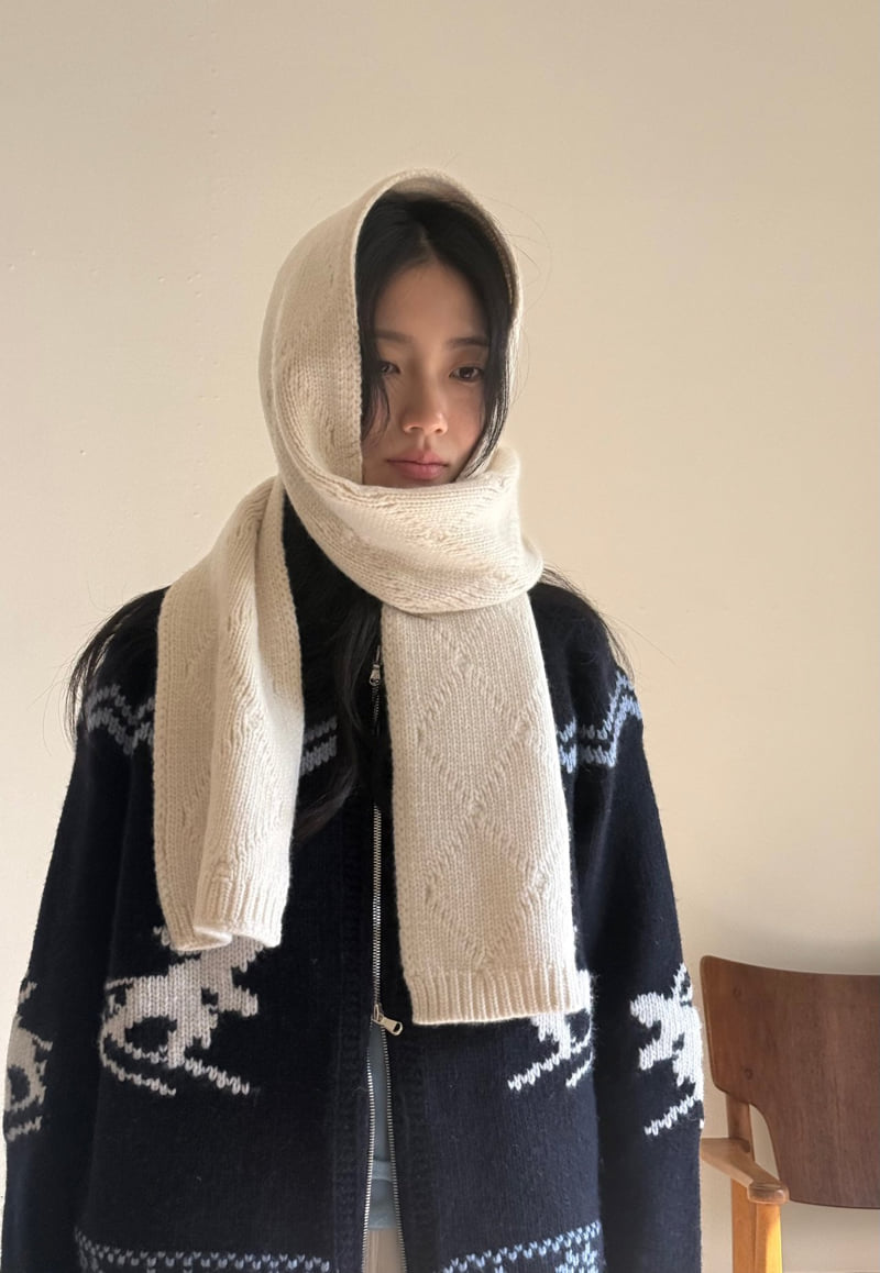 Amygrace - Korean Women Fashion - #momslook - Cable Wool Muffler - 4