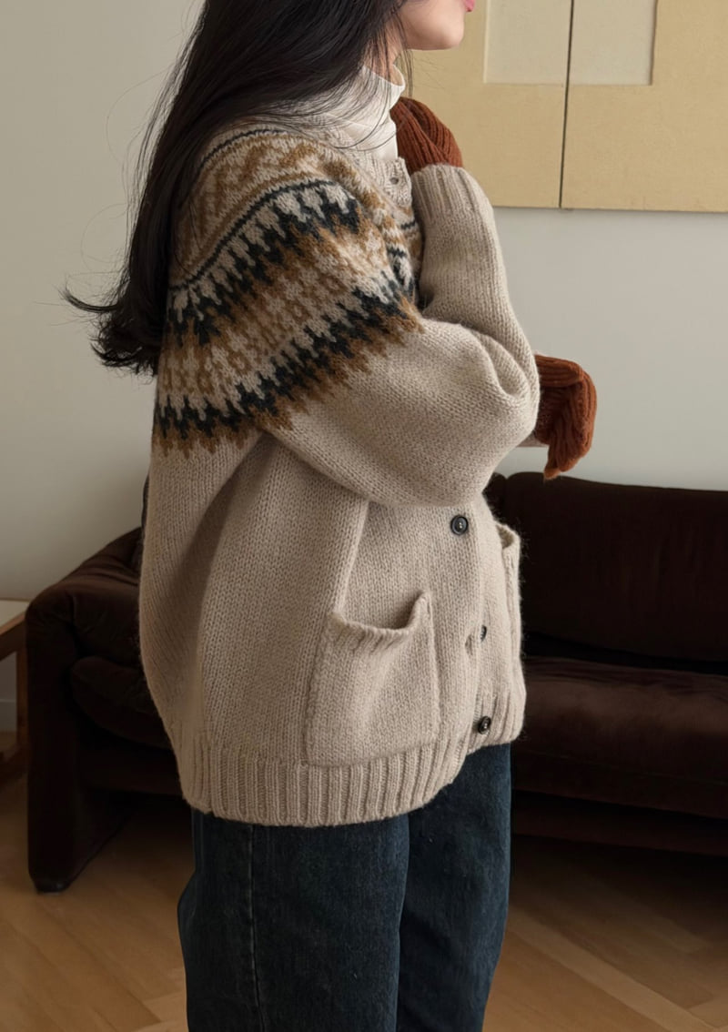Amygrace - Korean Women Fashion - #womensfashion - Alpa Wool Nordic Cardigan - 9