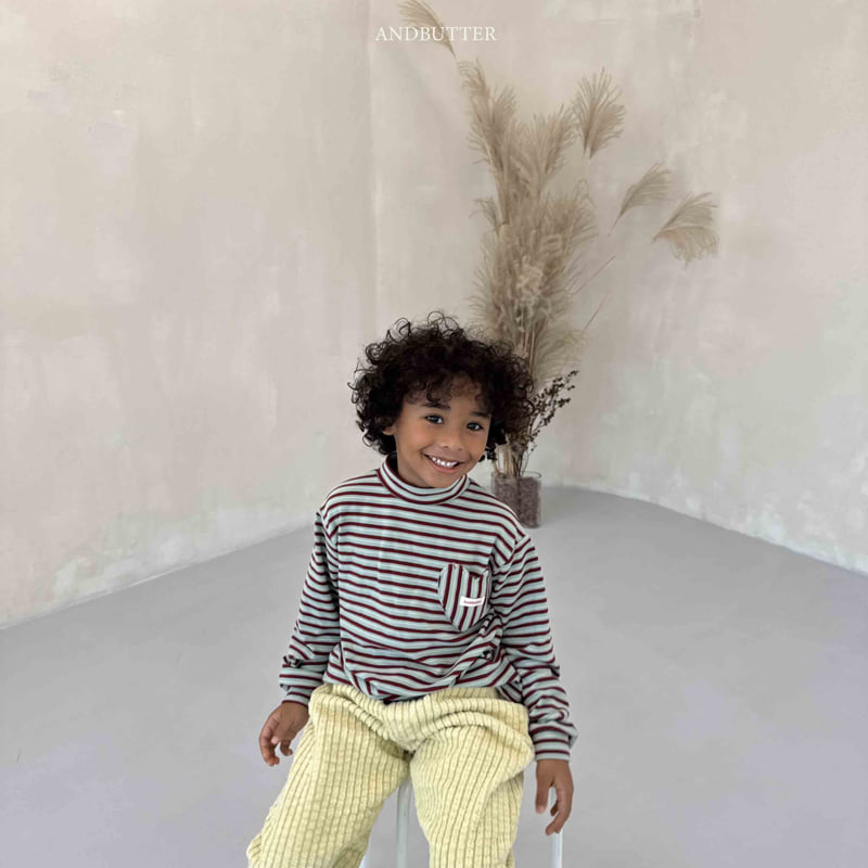 Andbutter - Korean Children Fashion - #fashionkids - Heart Pocket Turtleneck Tee - 8
