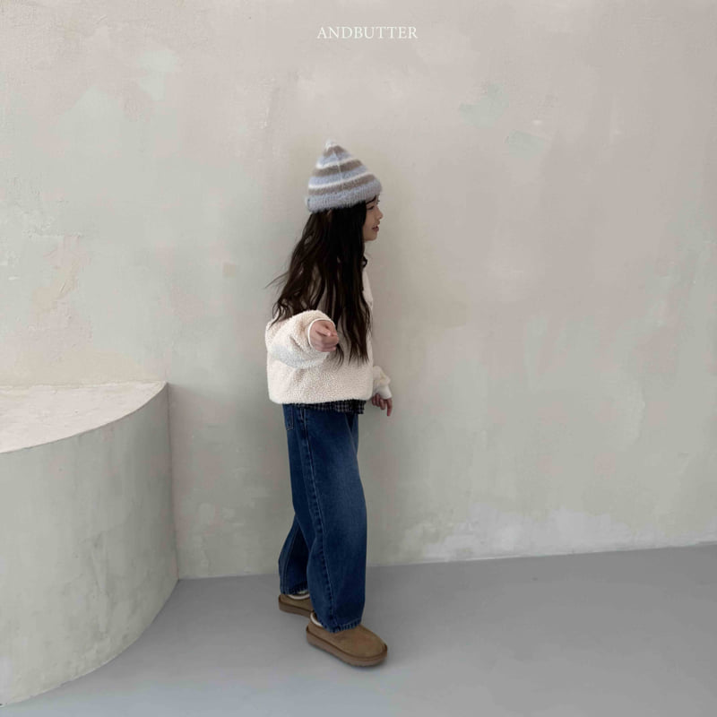 Andbutter - Korean Children Fashion - #fashionkids - Modern Curve Denim Pants - 4