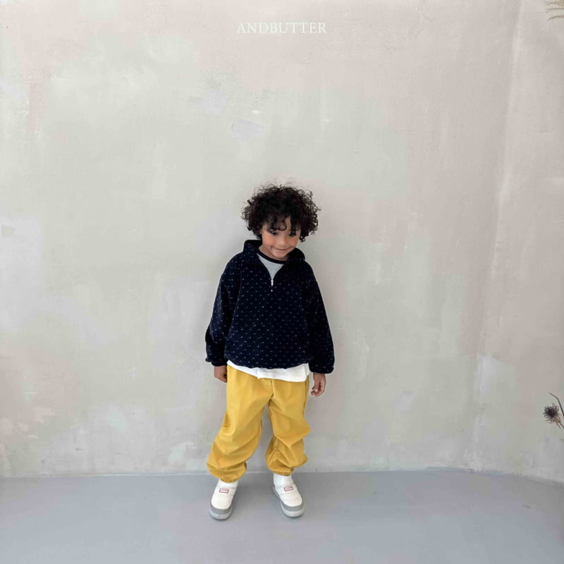 Andbutter - Korean Children Fashion - #kidsshorts - Dot Half Zip-Up - 10